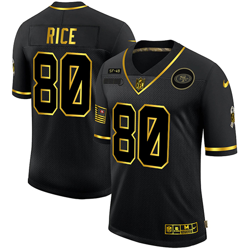 San Francisco 49ers #80 Jerry Rice Men Nike 2020 Salute To Service Golden Limited NFL black Jerseys->san francisco 49ers->NFL Jersey
